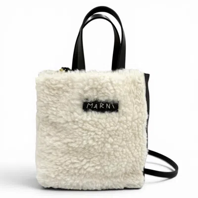 Pre-owned Marni Black Off-white Fur Leather Shoulder Bag () In Black, Off-white