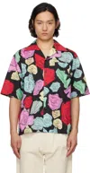 Marni Convertible-collar Floral-print Cotton-poplin Shirt In Orn99 Black
