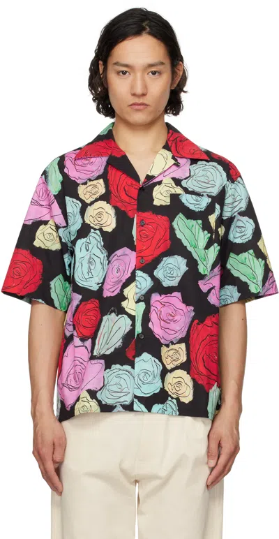 Marni Black Orion Print Bowling Shirt In Multi