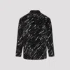 Marni Flocked Denim Oversized Shirt With Crayon Print In Black