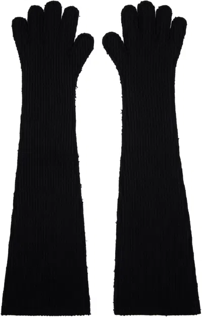 Marni Black Oversized Wool Gloves In 00n99 Black