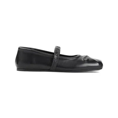 MARNI MARNI BLACK OVINE LEATHER MARY JANE BALLERINAS