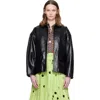 Marni Black Pointed Collar Leather Jacket In Black