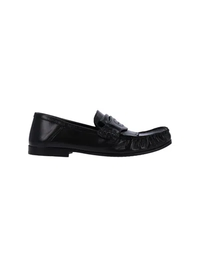 Marni Black Polished Leather Moccasin Flats