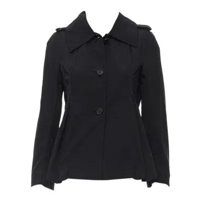 Pre-owned Marni Black Polyester Box Dart Layered Back Flared Short Trench Coat It38 Xs