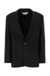 Marni Stretch Polyester Blazer With Front Pockets In Black