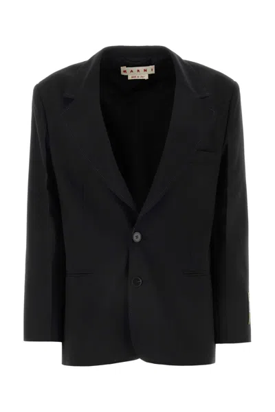 MARNI MARNI BLACK POLYESTER STRETCH BLAZER