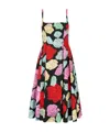 Marni Multicolor Dress With Flared Skirt And All-over Floral Motif In Black