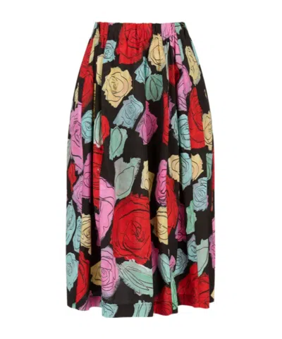 MARNI MARNI FLORAL-PRINTED FLARED MIDI SKIRT