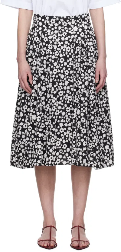 MARNI BLACK POPLIN POP FIELDS MIDI SKIRT