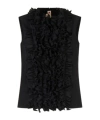 Marni Black Poplin Ruffle-front Top In Black
