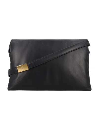 MARNI BLACK PRISMA LEATHER SHOULDER BAG