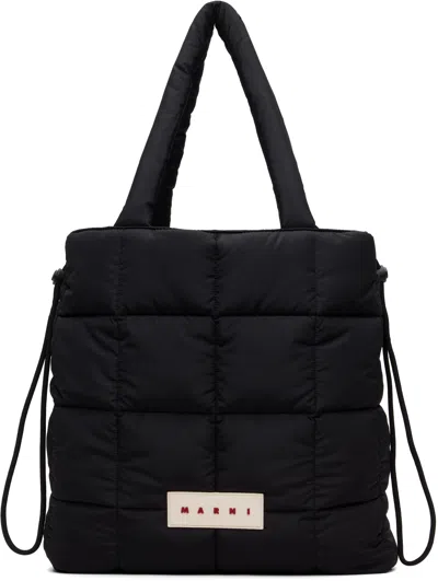 Marni Black Quilted Logo Tote