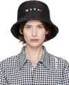 Marni Black Raffia Logo Bucket Hat In 00n99 Black