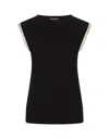 Marni Black Sleeveless Top With Boat Neckline And Rear Button Closure In Cotton Woman In Black