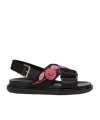 Marni Fussbett Floral-embellished Sandals In Black