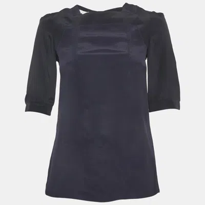 Pre-owned Marni Black Satin Short Sleeve Top S