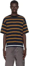 Marni Black Seaside Stripe T-shirt In Rgb84 Eclipse