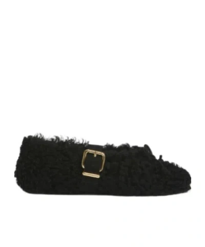 Marni Black Shearling Ballerina With Buckle