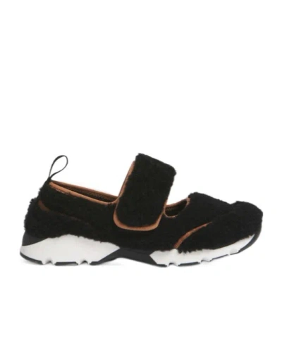 Marni Black Shearling Mary Jane Running Sneaker
