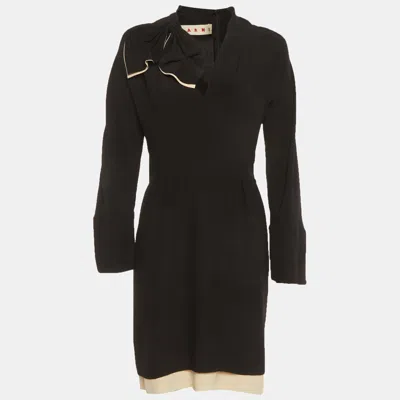 Pre-owned Marni Black Silk Bow Detail Short Dress S