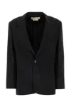 Marni Stretch Polyester Blazer With Front Pockets In Black