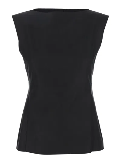 MARNI MARNI WOMEN BLACK SLEEVELESS TOP WITH BOAT NECKLINE AND REAR BUTTON CLOSURE IN COTTON WOMAN