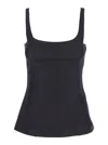 Marni Black Sleeveless Top With Square Neck And Spaghetti Straps