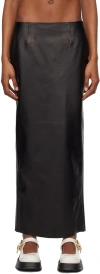 Marni Black Slit Leather Maxi Skirt In 00n99 Black