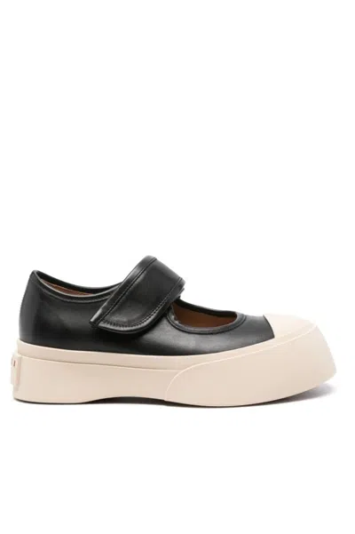 Marni Black Sneakers With Platform Sole And Distinctive Strap