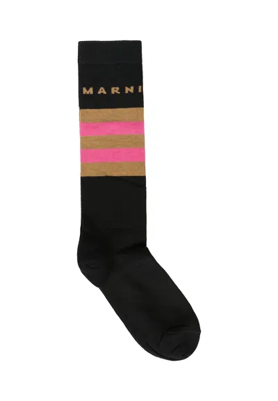 Marni Kids' Black Socks For Girl With Logo