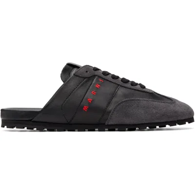 Marni Black Nappa Leather And Suede Softy Soccer Slip-on Sneakers