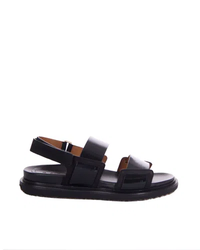 Marni Minimalist Black Fussbett Sandal With Adjustable Closure In Multi