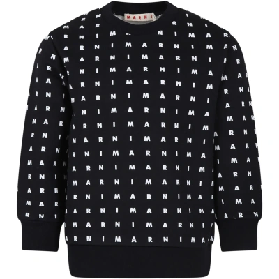 Marni Black Sweatshirt For Kids With Logo