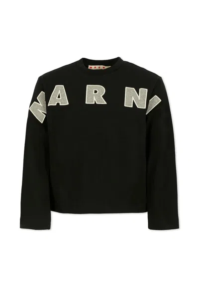 MARNI BLACK T-SHIRT FOR GIRL WITH LOGO