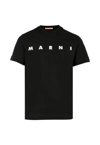 Marni Black T-shirt For Kids With White Logo