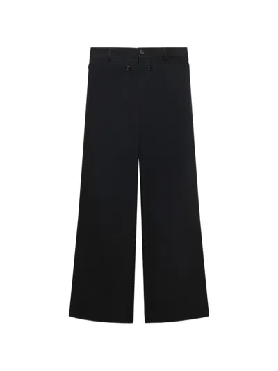Marni Black Technical Wool Trousers With Buttoned Flap In Blue