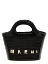 Marni Tropicalia Structured Shoulder Bag With Raffia Panels In Black