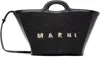 Marni Women Black Leather And Raffia Small Tropicalia Summer Handbag In 00n99 Black
