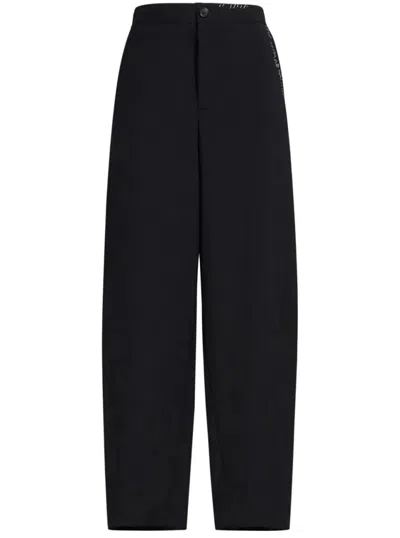 Marni Logo-embroidered Straight-leg Trousers In Black