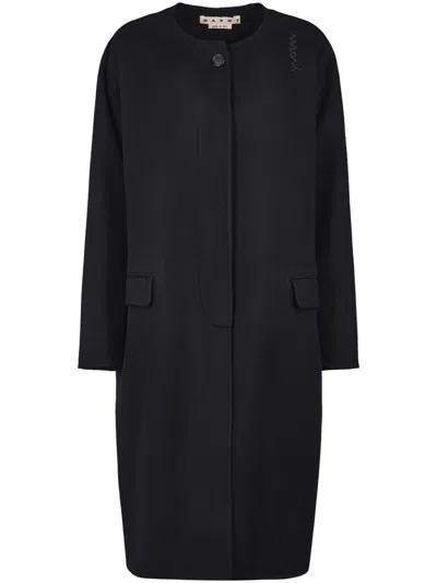 MARNI MARNI BLACK VIRGIN WOOL AND CASHMERE COAT