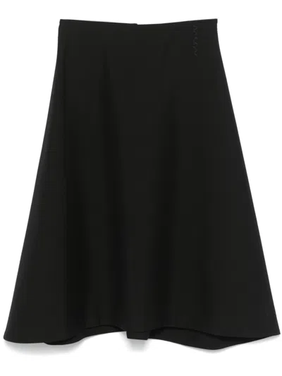 MARNI BLACK VIRGIN-WOOL MIDI SKIRT