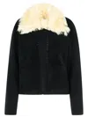 Marni Knitted Jacket With Faux Fur Collar In Black