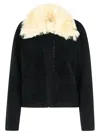 Marni Knitted Jacket With Faux Fur Collar In Black