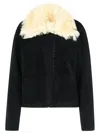 Marni Knitted Jacket With Faux Fur Collar In Black