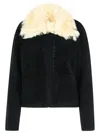 Marni Knitted Jacket With Faux Fur Collar In Black