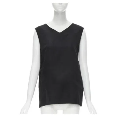 Pre-owned Marni Black V-neck Heavy Acetate Panelled Back Hem Sleeveless Boxy Top It38 Xs