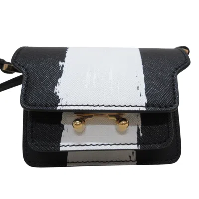 Pre-owned Marni Black White Leather Pochette Shoulder Bag () In Black, White