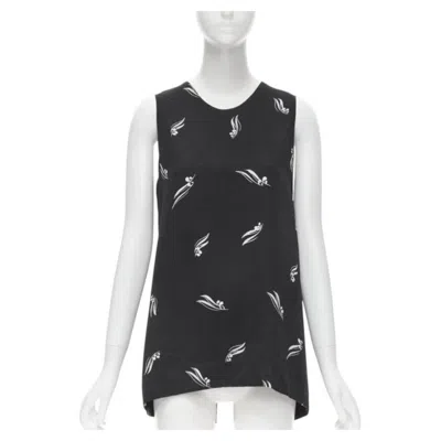 Pre-owned Marni Black White Print Crepe Open Split Back Sleeveless Top It40 S