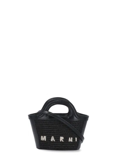 Marni Black Wool Blend Shoulder Bag